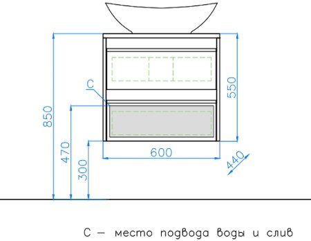 Тумба под раковину Style Line Монако 60 ЛС-00000622 подвесная Ориноко Белый лакобель 