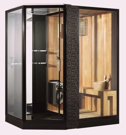 Душевая кабина Orans Diamond SR-89103RS-black с финской сауной и баней правая черная 