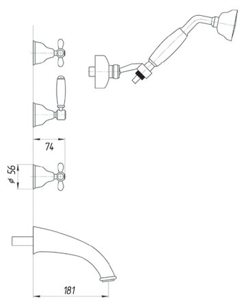 Смеситель Migliore Princeton Plus ML.PRP-8018 Cr для ванны с душем 