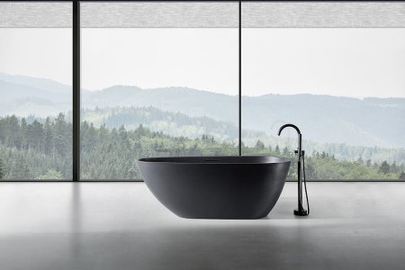 Ванна из искусственного камня Abber Dortmund 170x75 AM9911B Черная без гидромассажа 