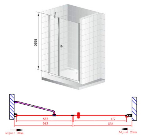Душевая дверь в нишу Cezares Elena B11 60/60 P Cr R 