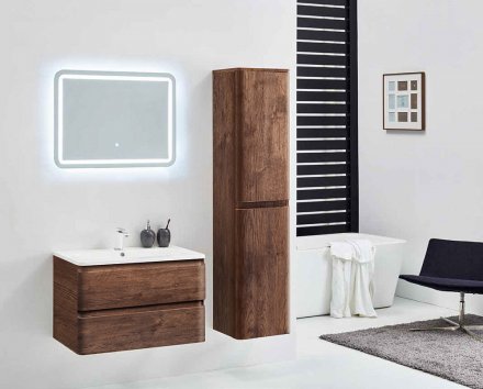 Мебель для ванной Vincea Alba 800 подвесная, 2 ящика, R.Wood (белая раковина) 