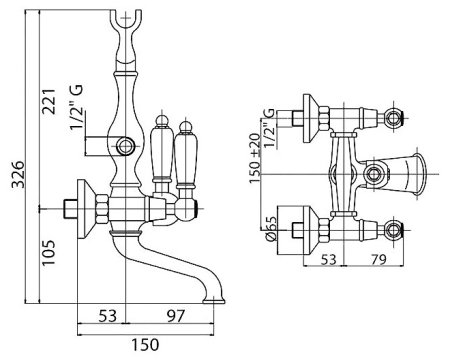 Смеситель Cezares First FIRST-VD-01-Bi для ванны с душем 