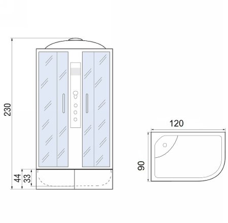 Душевая кабина River Desna XL 120x90 MT R 10000006160 с гидромассажем 