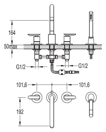 Смеситель Cezares Siesta F BVD4 01 на борт ванны 
