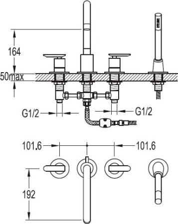 Смеситель Cezares Siesta F BVD4 01 на борт ванны 