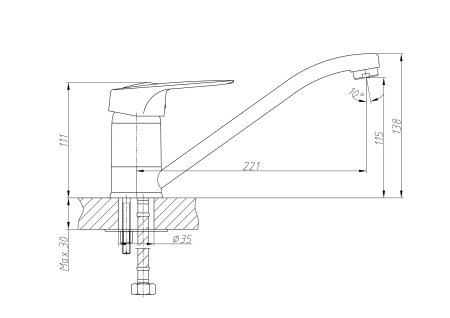 Смеситель однорычажный для кухни HAIBA HB4204 хром 