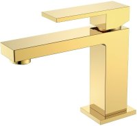 Смеситель для раковины Boheme Qubic 471-G Золото глянцевое