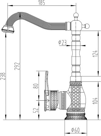 Смеситель для кухонной мойки Zorg Antic A 414 K-BR 