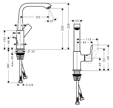 Смеситель Hansgrohe Metris 31087000 для раковины 