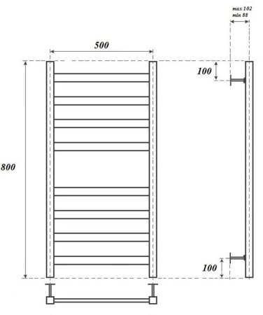 Полотенцесушитель водяной Point Меркурий PN83158B П8 500x800, черный 