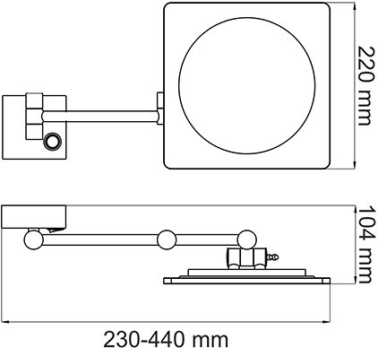 Косметическое зеркало WasserKRAFT K-1008 с LED-подсветкой, 3-х кратным увеличением 