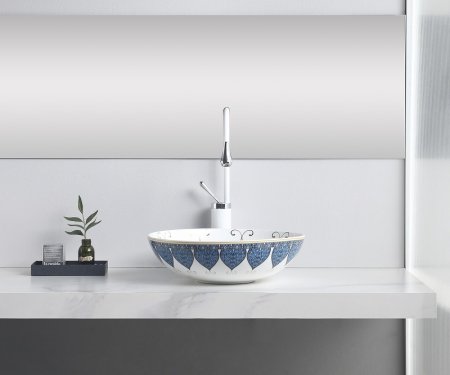 Раковина-чаша Bronze de Luxe Lotos 40 5008 Белая Синяя 