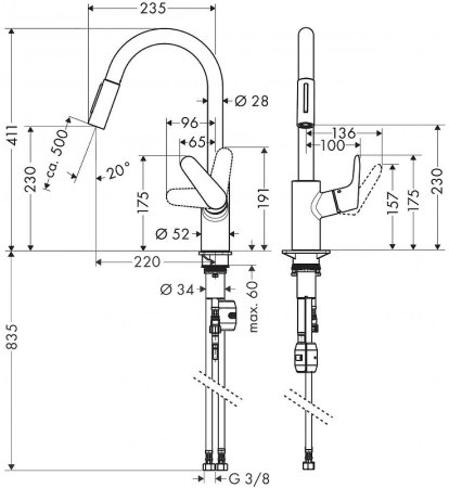 Смеситель для кухни Hansgrohe Focus 31815670 Черный матовый 