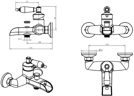 Смеситель для ванны Boheme Vogue 203 Бронза 