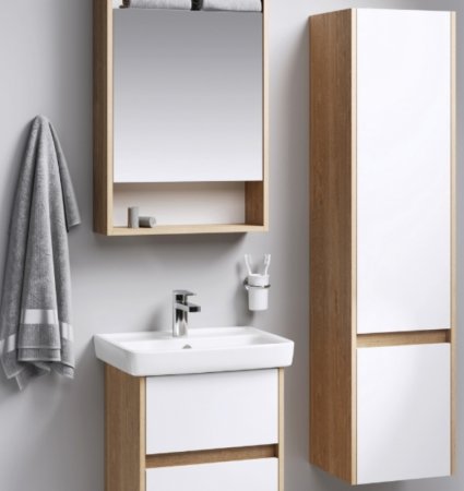 Шкаф пенал Aqwella Сити 35 SIT0535DB Дуб балтийский Белый 