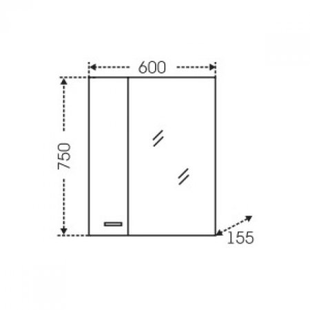 Зеркало-шкаф Санта Омега 60 правый свет 