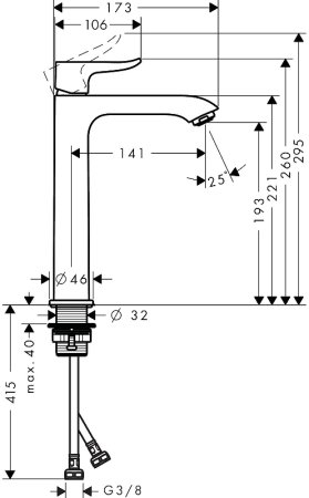 Смеситель для раковины Hansgrohe Metris 31185000 Хром 