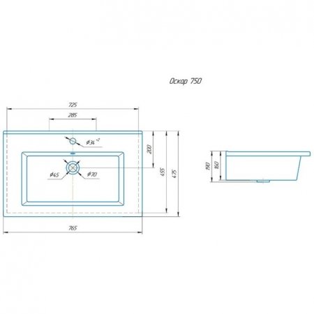Тумба Санта Вегас 75 напольная с умывальником Оскар 75 