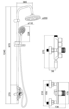 Душевая система Orange Push M01-911cr Хром 