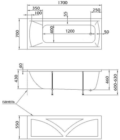 Акриловая ванна Creto Modalia 170х70 9-17070 без гидромассажа 