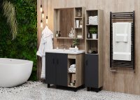 Тумба с раковиной Onika Тимбер 80.10 белый матовый/дуб сонома