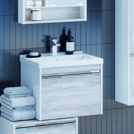 Тумба под раковину Aquaton Капри 60 1A230101KPDA0 подвесная Бетон пайн Белая 