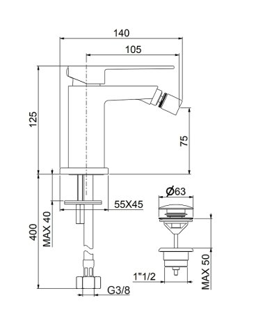 Смеситель для биде Fiore Kube 100NN8535 Черный 