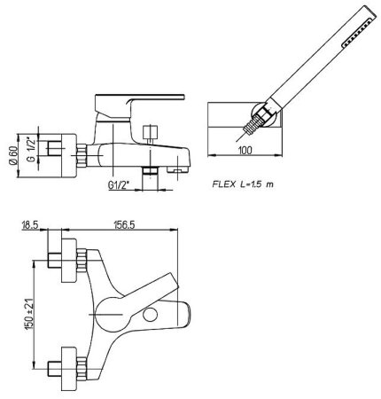 Смеситель для ванны Paini Le Mans 90CR1052SKM Хром 