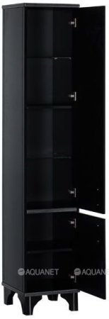 Шкаф-пенал для ванной Aquanet Валенса 40 черный краколет/серебро 