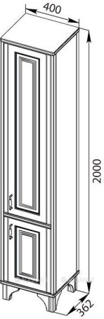 Шкаф-пенал для ванной Aquanet Валенса 40 черный краколет/серебро 