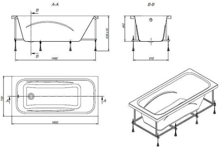 Акриловая ванна Roca Line 160x70 ZRU9302985 без гидромассажа 