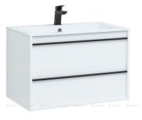 Тумба с раковиной Aquanet Lino 80 белый матовый