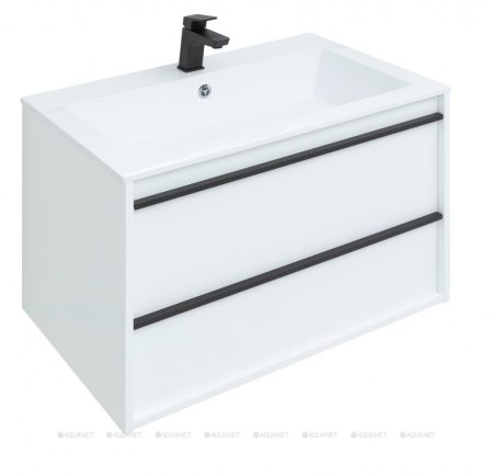 Тумба с раковиной Aquanet Lino 80 белый матовый 