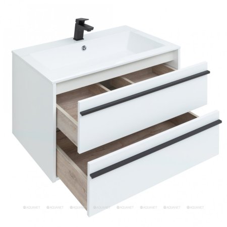 Тумба с раковиной Aquanet Lino 80 белый матовый 
