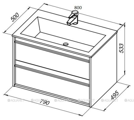 Тумба с раковиной Aquanet Lino 80 белый матовый 