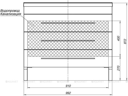 Тумба с раковиной Aquanet Верона 100 белый (напольная 3 ящика) 