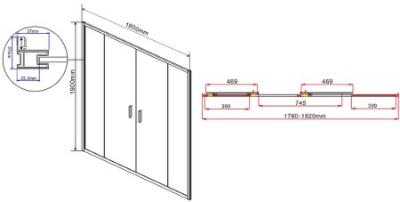 Душевая дверь Vincea Garda 180 VDS-1G2180CL профиль Хром стекло прозрачное 