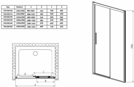 Душевая дверь Vincea Soft 150 VDS-3SO150CL профиль Хром стекло прозрачное 