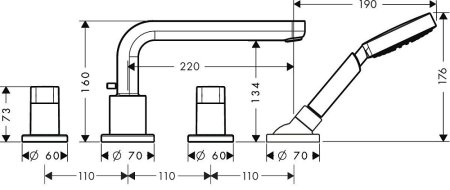 Смеситель Hansgrohe Metris S 31447000 на борт ванны 
