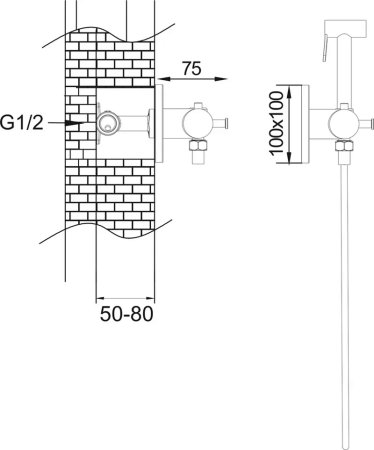 Гигиенический душ с термостатом Rose R915H, черный 