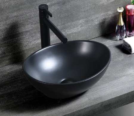 Раковина CeramaLux NC 7138MB накладная, черная матовая 