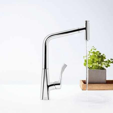 Смеситель Hansgrohe Metris Select M71 73803000 для кухонной мойки, хром 