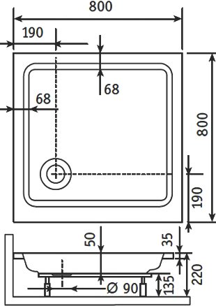Поддон для душа RGW Style KV 80x80x22 