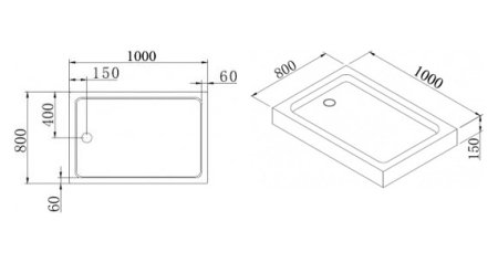 Акриловый поддон Cezares Tray прямоугольный 100x80 