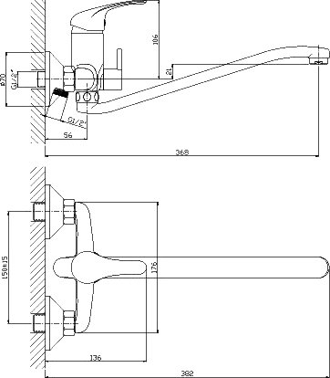 Смеситель для ванны и душа Rossinka A35-34 Хром 