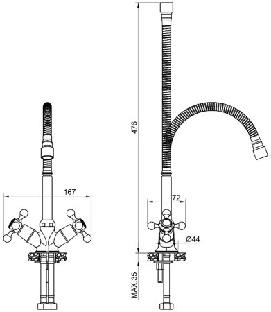 Смеситель для кухни Olive's Girona 01435GR Хром 