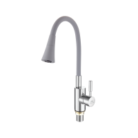 Смеситель для кухни с гибким изливом FASHUN A4053+B17, хром/серый