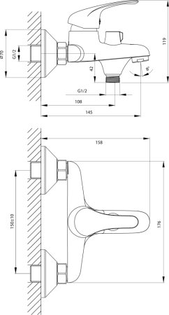 Смеситель для ванны Rossinka A35-30 Хром 