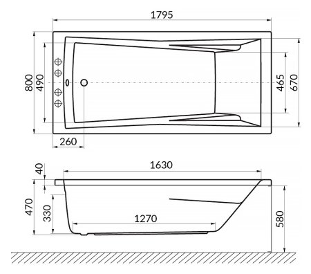 Акриловая ванна Excellent Palace WAEX.PAL18.NANO 180x80 
